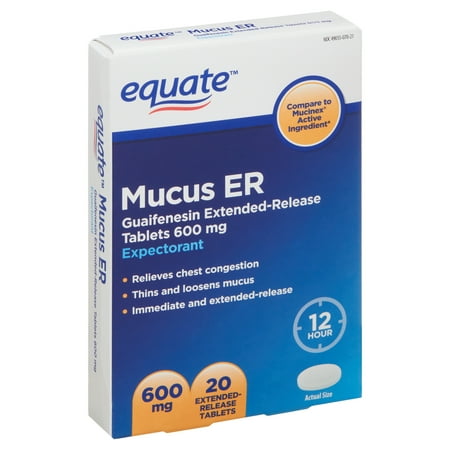 Equate Mucus ER Extended-Release Tablets, 600 mg, 20 Count