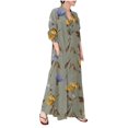 thumbnail image 1 of IDALL Robe Maxi à Imprimé Floral pour Femmes Automne 2024 Robes d'Invité de Mariage Manches Longues Enveloppantes Col en V Volants Ceinturées Ligne A Fluide Décontractée Taille Nouée Boho Robes en Chiffon Blouse Z3-Vert m, 1 of 6