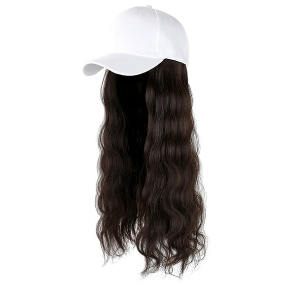 wozhidaoke hats for men baseball cap hair wave curly hairstyle adjustable wig hat attached long hair sun visors for men