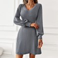 thumbnail image 4 of Vestido suéter con cuello en V para mujer, vestido suéter largo de punto con cuello en V, minivestido suéter de punto con cuello en V, eficiencia óptima, 4 of 9