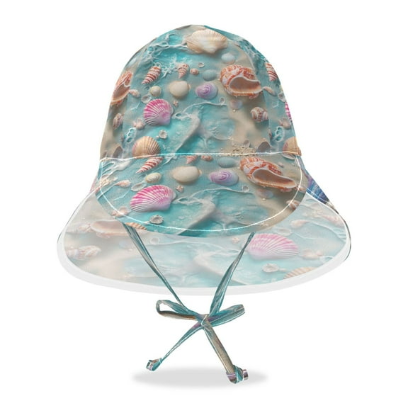 YAZAOO Sun Hat Wide Baby Summer Sun Protection Seashells Beach Printed Hat