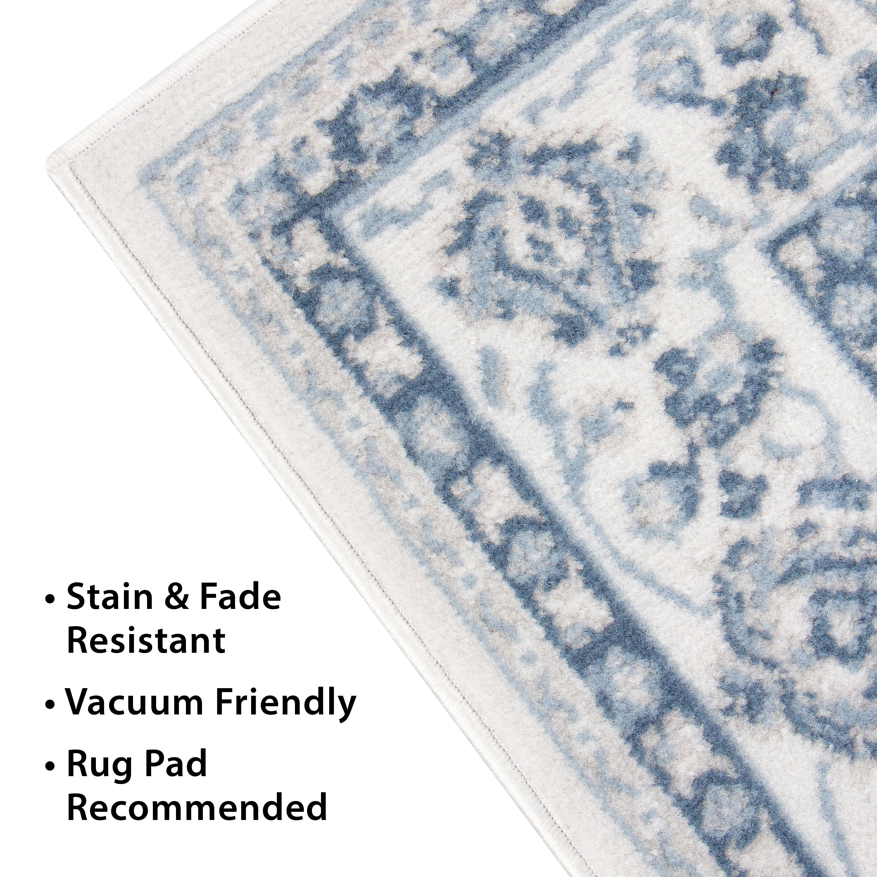 Mainstays Slate Blue Floral, Indoor Area Rug, 4'11" x 6'6"