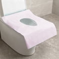 thumbnail image 6 of Dmlowu 6Pcs Disposable Toilet Seat Cover, Extended Thickened Toilet Pad with No-Peel Adhesive, Waterproof Breathable Paper Cushion for Travel Hotels Public Restrooms, 6 of 6