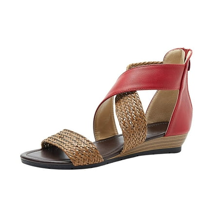 

Blphud Women Sandals Clearance Women Clear Sandals Cool Slippers Female Soft Soled Non Slip Wear Resisting Flat Beach Flops Lady Sandals Women Slippers Red 37