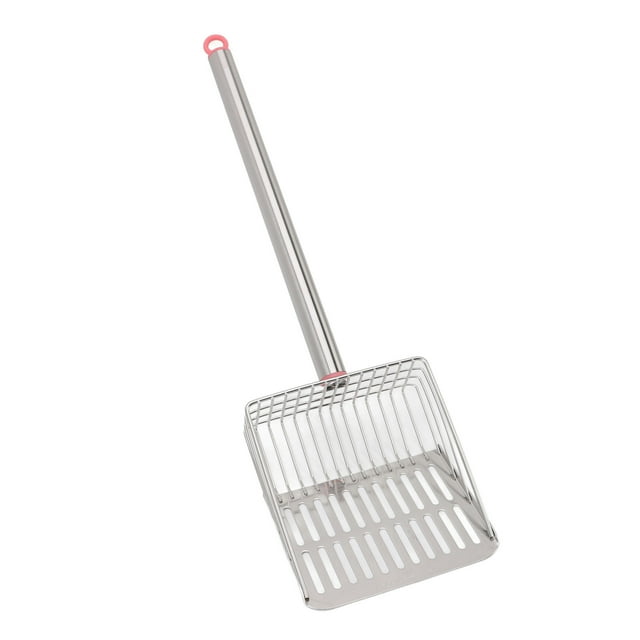 Stainless Steel Chicken Poop Scooper Long Handle Slat Litter Sifting Shovel for Pet Cleaning