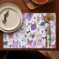 thumbnail image 4 of Purple Gothic Cat Crystal Pattern Summer Placemats Table Placemats Set Of 6-Linen Kitchen Washable Placemats Table Mats 11.8"x17.7" Non-Slip Heat Resistant, 4 of 5
