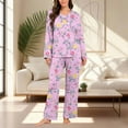 thumbnail image 2 of Levmjia Womens Pajama Set Fashion Casual Print Long Sleeve Top and Pants Winter Sleepwear Cozy Set Soft Loose Fit For Home Relaxation Daily Wear, 2 of 7