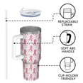 thumbnail image 4 of Pink Breast Cancer and Pioneer Flower Tumbler with Handle and Lid,40oz Double Wall Vacuum Insulated Tumbler,Cups Gift for Women and Men, 4 of 7