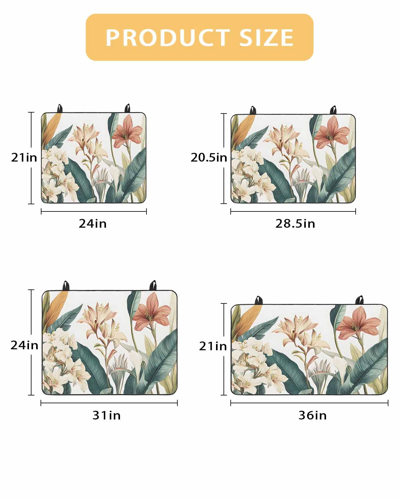 nqOlkjepod Large Induction Cooktop Protector Mat 24"x21", Tropical Floral Leaves Stove Top Covers for Electric Stove, Summer Watercolor Flowers Stove Burner Cover Mats, Glass Top Stove Cover