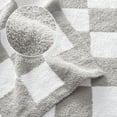 thumbnail image 5 of Exclusivo Mezcla Checkered Knit Throw Blanket, Ultra Soft Cozy Fluffy Checkerboard Blankets, Lightweight Fuzzy Plush Throw for Couch and Bed, Light Grey, 50"x60", 5 of 8