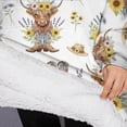 thumbnail image 3 of Oversized Wearable Blanket Hoodie,Highland Cow Sunflower Hat Boot Pattern Sherpa Blanket Hoodie with Super Pockets,Super Warm Fuzzy Pullover for Women & Men, 3 of 6