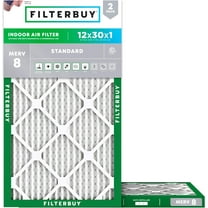Filterbuy 12x30x1 MERV 8 Dust Defense, Pleated HVAC AC Furnace Air Filters (2-Pack)
