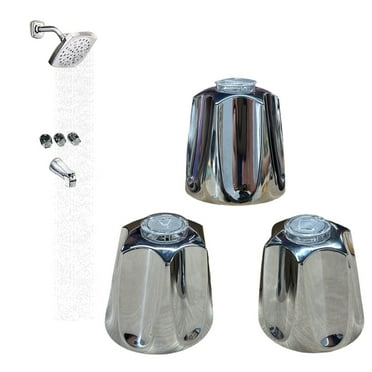 3 Piece Shower Knob Replacement Compatible with Bathtub Shower Mixer Tap Handle Conversion Kit Includes 1 x Hot 1 x Cold 1 x Diverter and 3 Screws