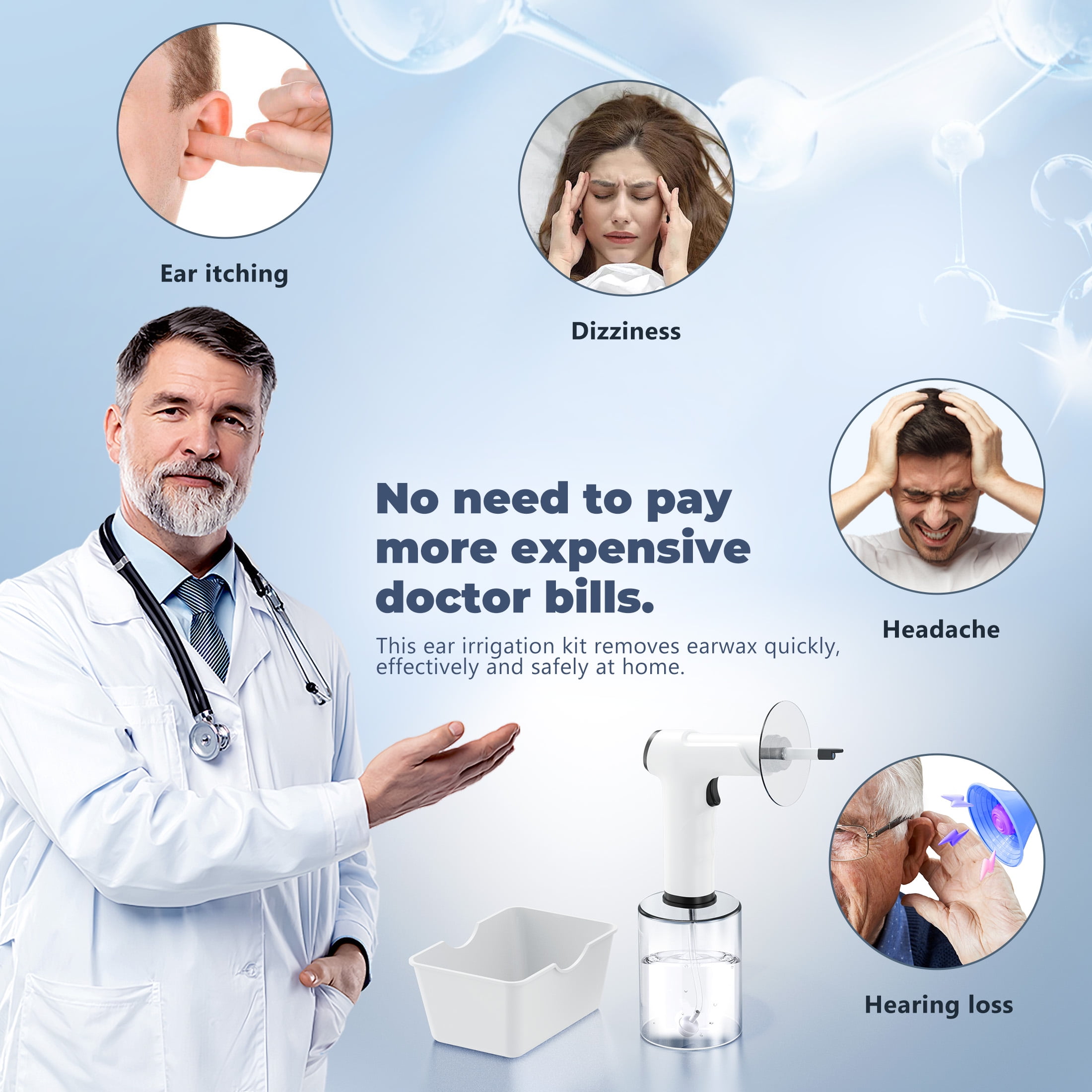 IHRAT Ear Wax Removal Kit, Electric Ear Cleaning Tool with 4 Pressure Modes, Safe Effective Powered Ear Cleaner, Ear Irrigation with Visual Flushing System with Camera for Adults -Black