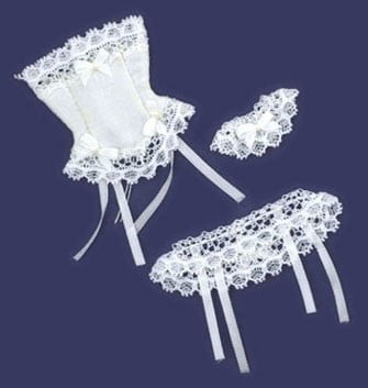 Dollhouse Bridal White Corset Garter & Suspender Miniature Valentine Day Gift 