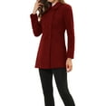 thumbnail image 4 of INSPIRE CHIC Women's Peter Pan Collar Double Breasted Winter Long Trench Pea Coat 2XL Dark Red, 4 of 6