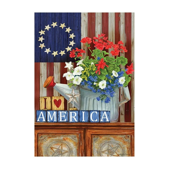 God Bless America 4th of July Patriotic Garden Flag Double Sided, USA Memorial Day Stars Stripes Vintage Decorative Yard Outdoor Home Small Decor, American Outside House Decoration 12 x 18 IN