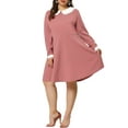 thumbnail image 5 of Agnes Orinda Women's Plus Size Dress Peter Pan Collar Long Sleeve Fall Winter Midi A-line Dresses 4X Pink, 5 of 7