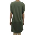 thumbnail image 5 of Hiborth, vestido con cuello en V y manga de murciélago, elegante, holgado, para mujer, cuello en V, plisado, medio Color sólido, suave, transpirable, para ir por encima de la rodilla, 5 of 5