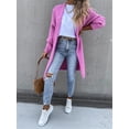 thumbnail image 3 of Women's Neck Cardigan Sweater Chunky Solid Casual Long Sweater Coat Open Front Knitwear Fashion Winter Coats, 3 of 13