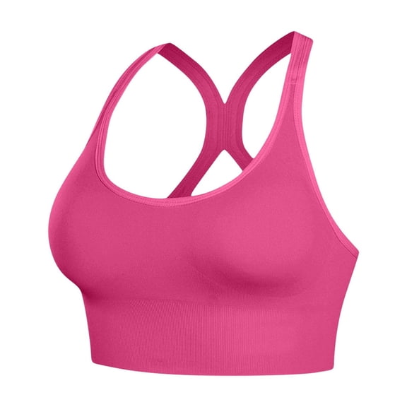 Sports Bras for Women - Padded Racerback Low Impact Women Solid Color Soft And Comfortable Without Steel Rings Gathering To Large Bra Hot Pink 4XL