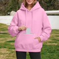 thumbnail image 2 of Norvella Womens Hidden Zipper Pocket Hoodies Long Sleeve Hooded Sweatshirt Drawstring Kangaroo Pocket Banded Relaxed Fit Casual Pullover Top, 2 of 4