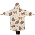 thumbnail image 2 of Oversized Wearable Blanket Hoodie,Football and Cheer Goods Pattern Sherpa Blanket Hoodie with Super Pockets,Super Warm Fuzzy Pullover for Women & Men, 2 of 6