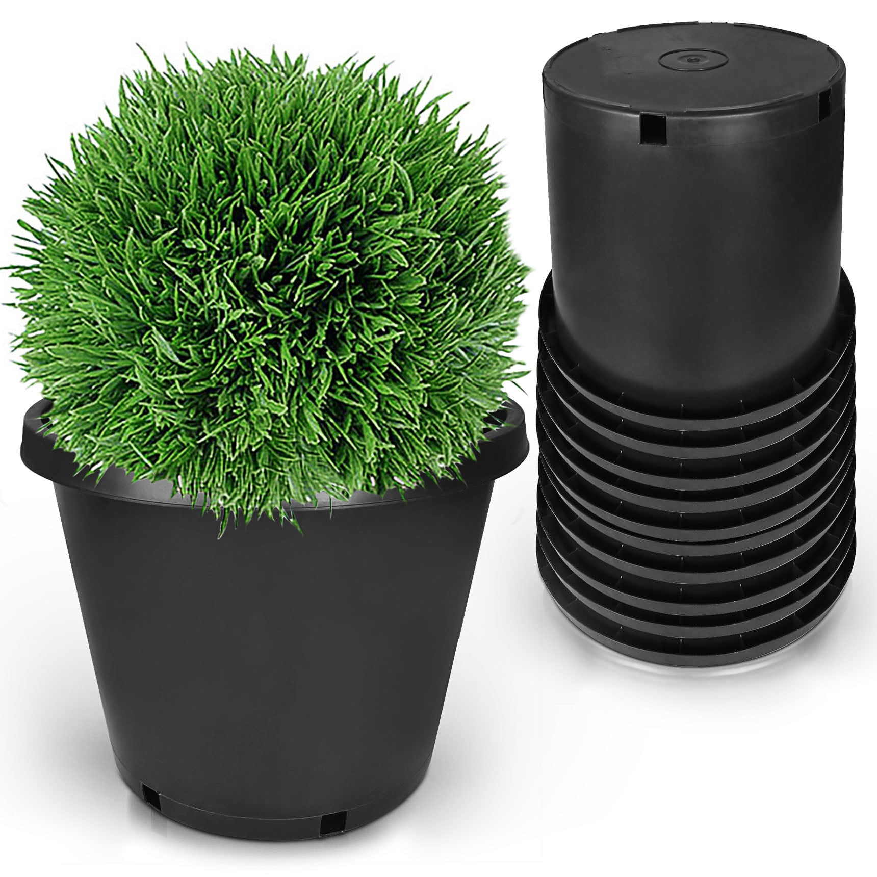 netuera Premium Black Plastic Nursery Plant Container Garden Planter Pots