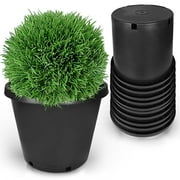 hostic 10-Pcs Black 5 Gallon Circular Seedling Pots Plastic Plant Pots Seedling Cups Nursery Pots Plant Containers