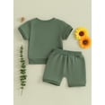 thumbnail image 4 of vera natura Toddler Boys Summer Shorts Sets Short Sleeve Solid Color Tops and Drawstring Shorts Sets, 4 of 8
