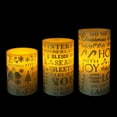 thumbnail image 2 of Hometrends Printed Gold Words LED Pillar Candle Set with Remote Control, 2 of 7