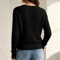 thumbnail image 4 of JoveMarine Womens Tops V Neck Pullover - Long Sleeve Cable Knit Sweater Color, Tops for Women Cozy Warm Knit Top,Black L, 4 of 7