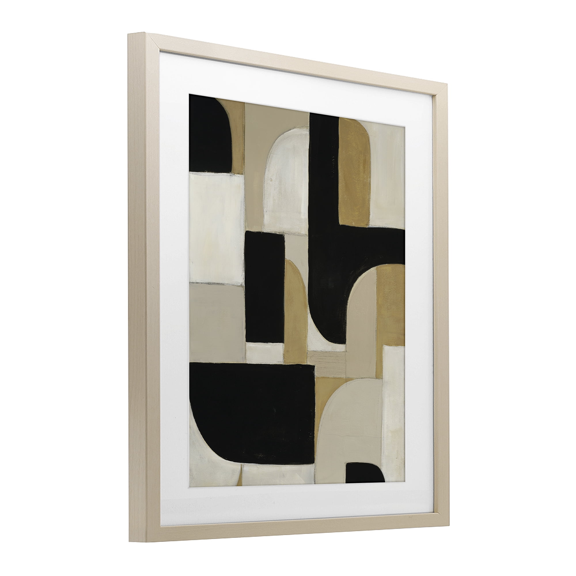 Stupell Industries Black & Neutral Shapes Birch Framed Print Under Glass, design by Kippi Leonard