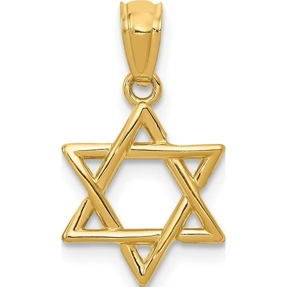 14K Yellow Gold Polished Star Of David Pendant (20 X 12) Made In United States d1695