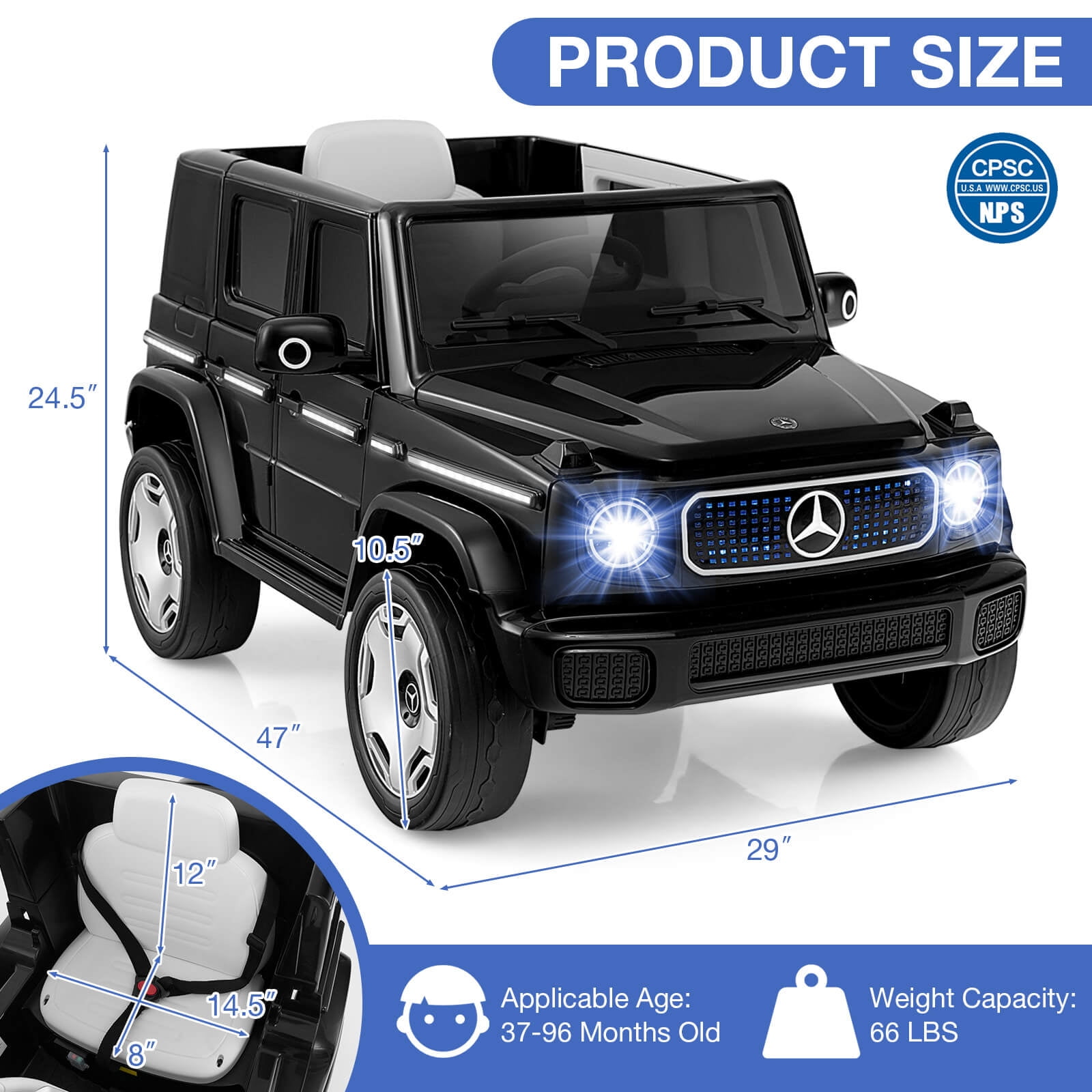 Infans Licensed Mercedes-Benz EQG Kids Ride On Car w/ Remote Control Detachable Battery