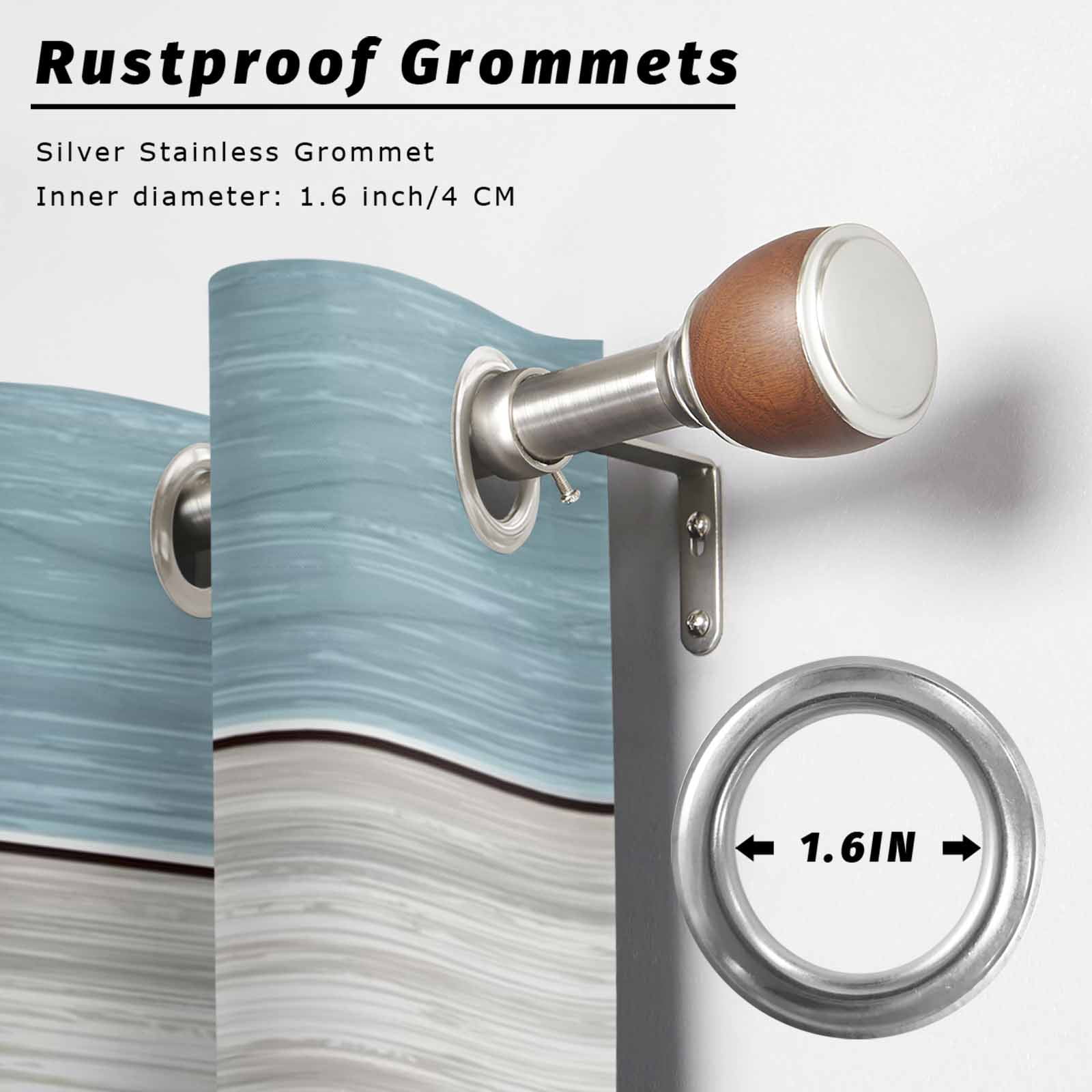 Outdoor Curtains for Patio Waterproof, Blue Ombre Wooden Windproof Pravicy Outside Porch Blackout Curtain, Farmhouse Retro Wood Gradient Sun Blocking Grommets Curtains for Cabana Gazebo 54"x108"