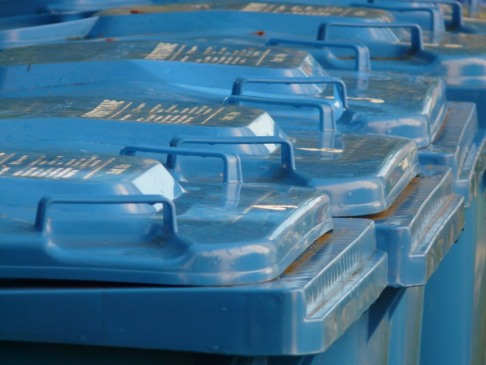 PeelnStick Poster of Garbage Can Ton Waste Dustbin Garbage Blue