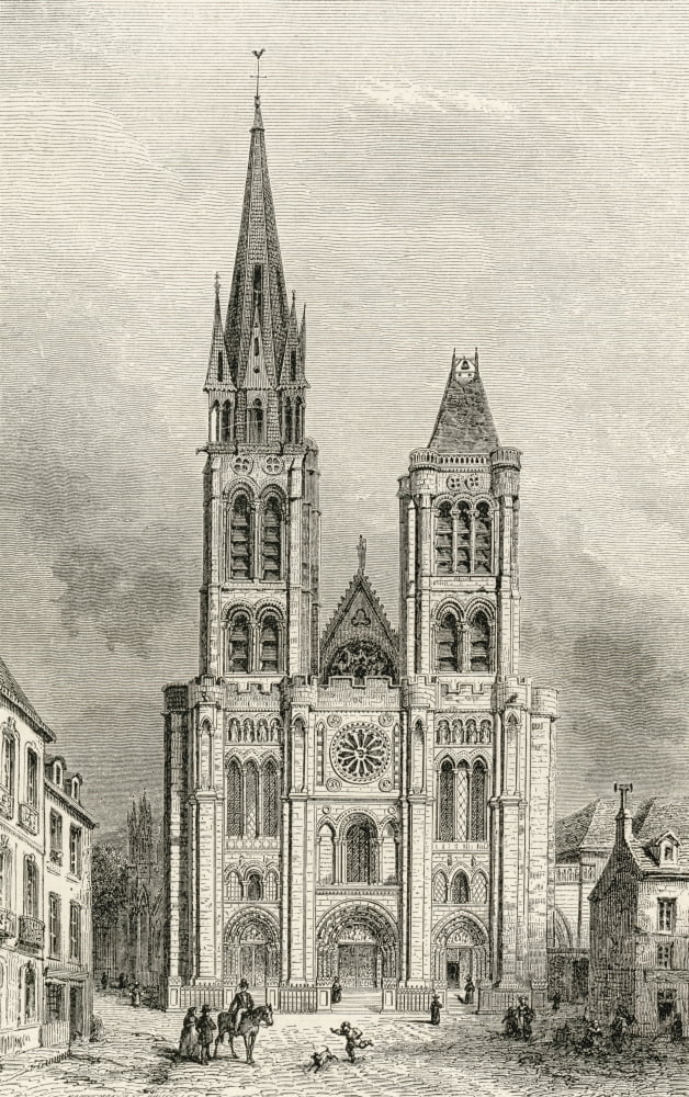 The Cathedral Of St Denis With The North Tower Before Its Demolition Paris France In The 19Th Century From French Pictures By The Rev Samuel G Green Published 1878 Canvas Art - Ken Welsh Design Pics