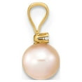 thumbnail image 2 of Auriga 14K Yellow Gold 5-6mm Round Pink Cultured Pearl Diamond Pendant for Women (W-5.5mm), 2 of 6