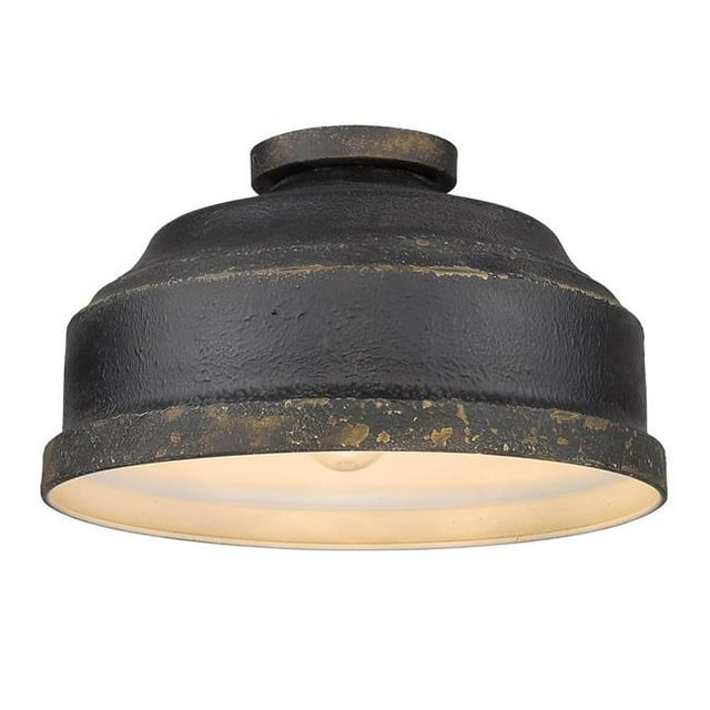 Golden Lighting 0806-FM ABI Keating Flush Mount&44; Fer Noir Antique
