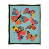 Stupell Industries Abstract Patterned Butterflies Animals & Insects Painting Gray Floater Framed Art Print Wall Art, 17 x 21
