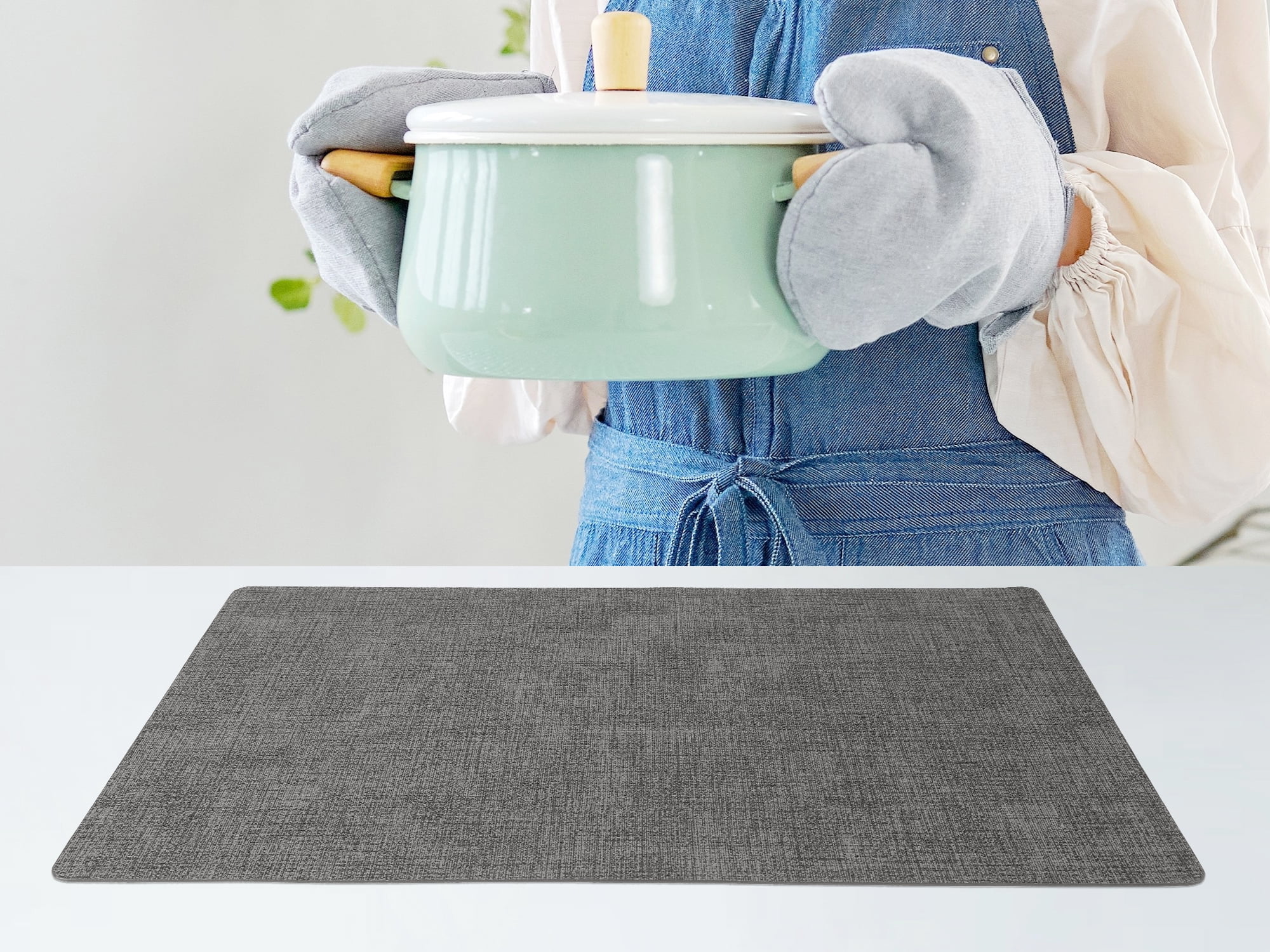 Unique Bargains Faux Leather Table Placemats for Kitchen Dining Table Light Dark Gray