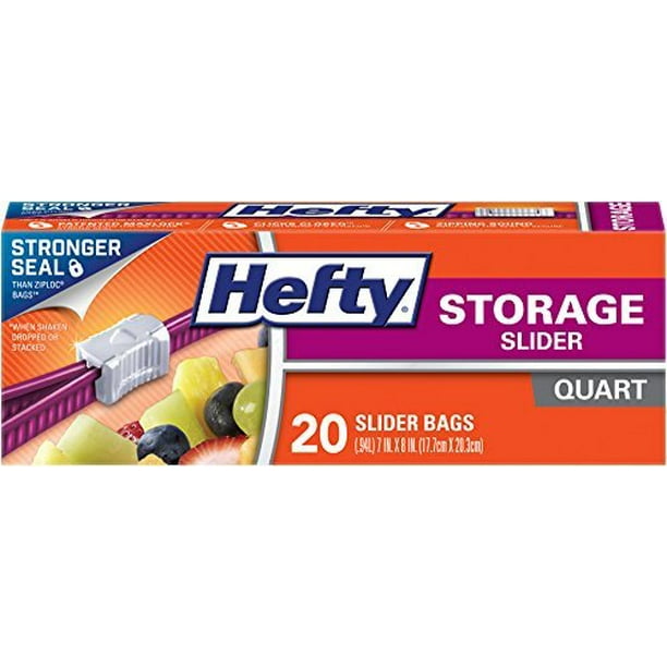 Hefty Slider Food Storage Bags, Quart Size, 9 Boxes of 20 Bags, 80