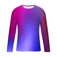 thumbnail image 5 of VSSSJ Long Sleeve Shirt for Men Relaxed Fit Casual Dressy Gradient Print Round Neck Streetwear Shirt Lightweight Comfortable Athletic Tops Hot Pink XXXL, 5 of 5