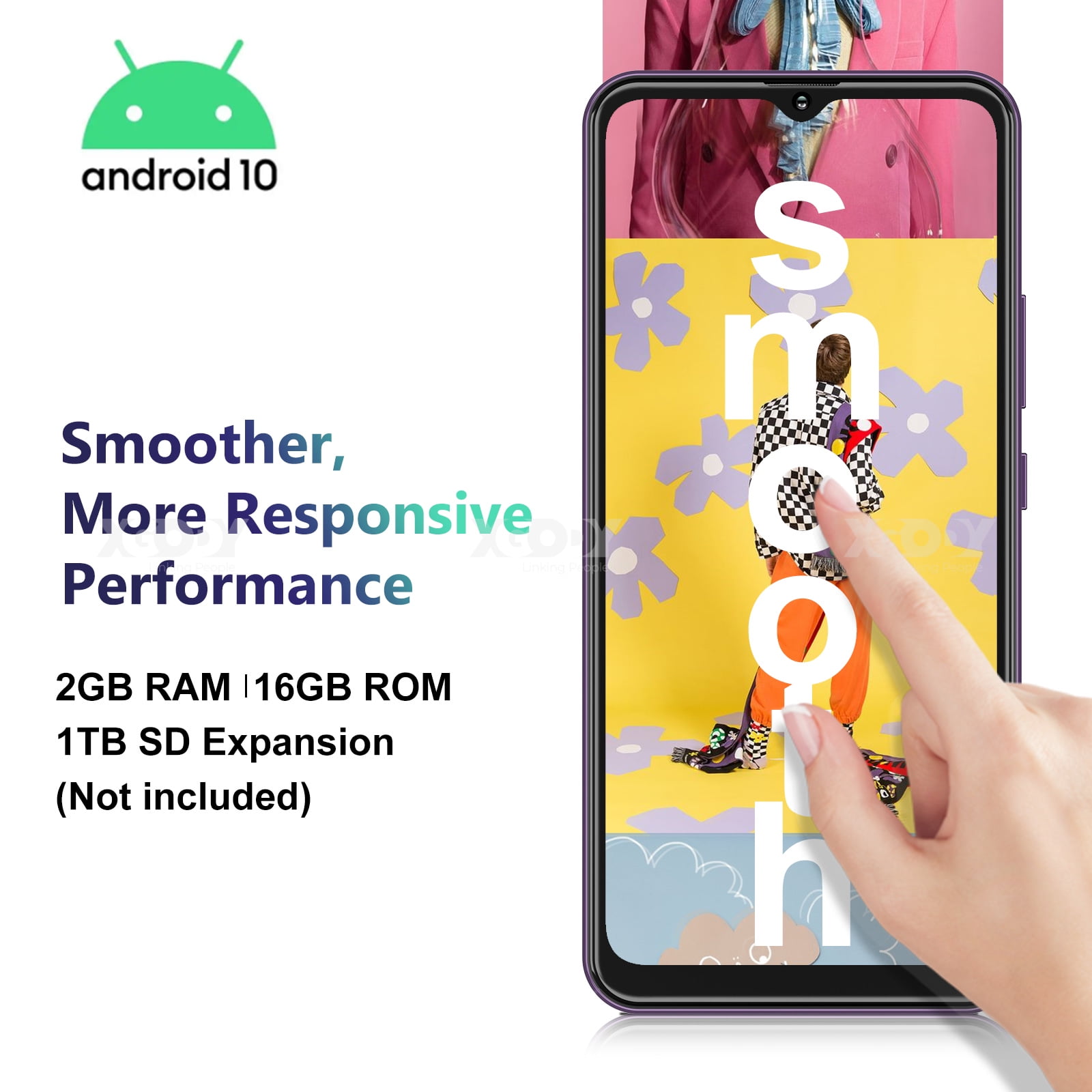 XGODY X18 4G T-Mobile Unlocked Cellphones, 16GB Unlocked Smartphone, 3750mAh Android phone,  6.5" Mobile Phone, Lavender