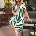 thumbnail image 3 of Lsque Palm Branch With Leaves Print Women's Casual Dress T-Shirt Summer Short Sleeve Scoop Neck Swing Dresses, 3 of 6