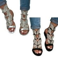 thumbnail image 5 of Huanledash Women Summer Casual Flat Non-slip Open Toe Butterfly Rhinestone Sandals Shoes, 5 of 7