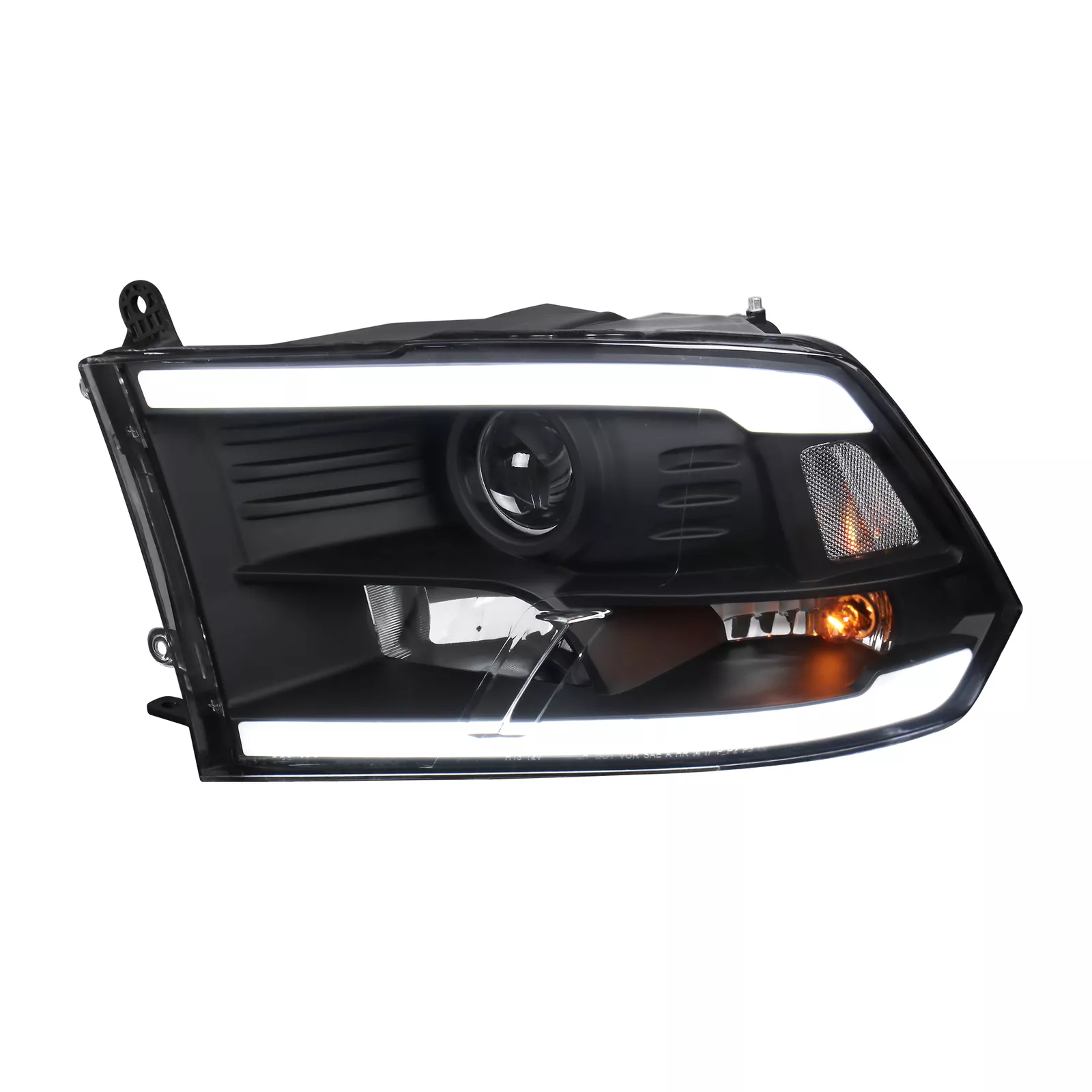 MOSTPLUS Pair LED DRL Black Headlights for 2009-2018 Dodge Ram 1500 2500 3500 Halogen