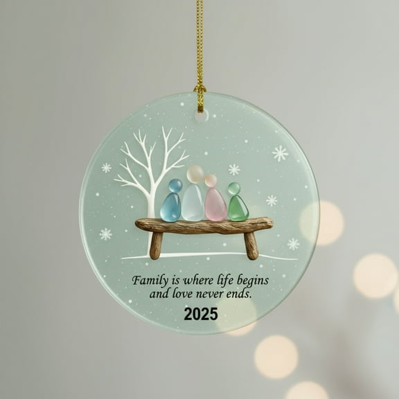 CHENjy 2025 Family Christmas Ornament 2D Acrylic "Life With Love" Xmas Tree Decor Personalized Gift