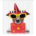 thumbnail image 3 of Ambesonne Birthday Party Shower Curtain, Party Dog Sunglasses, 69"Wx84"L, Yellow and Red, 3 of 3